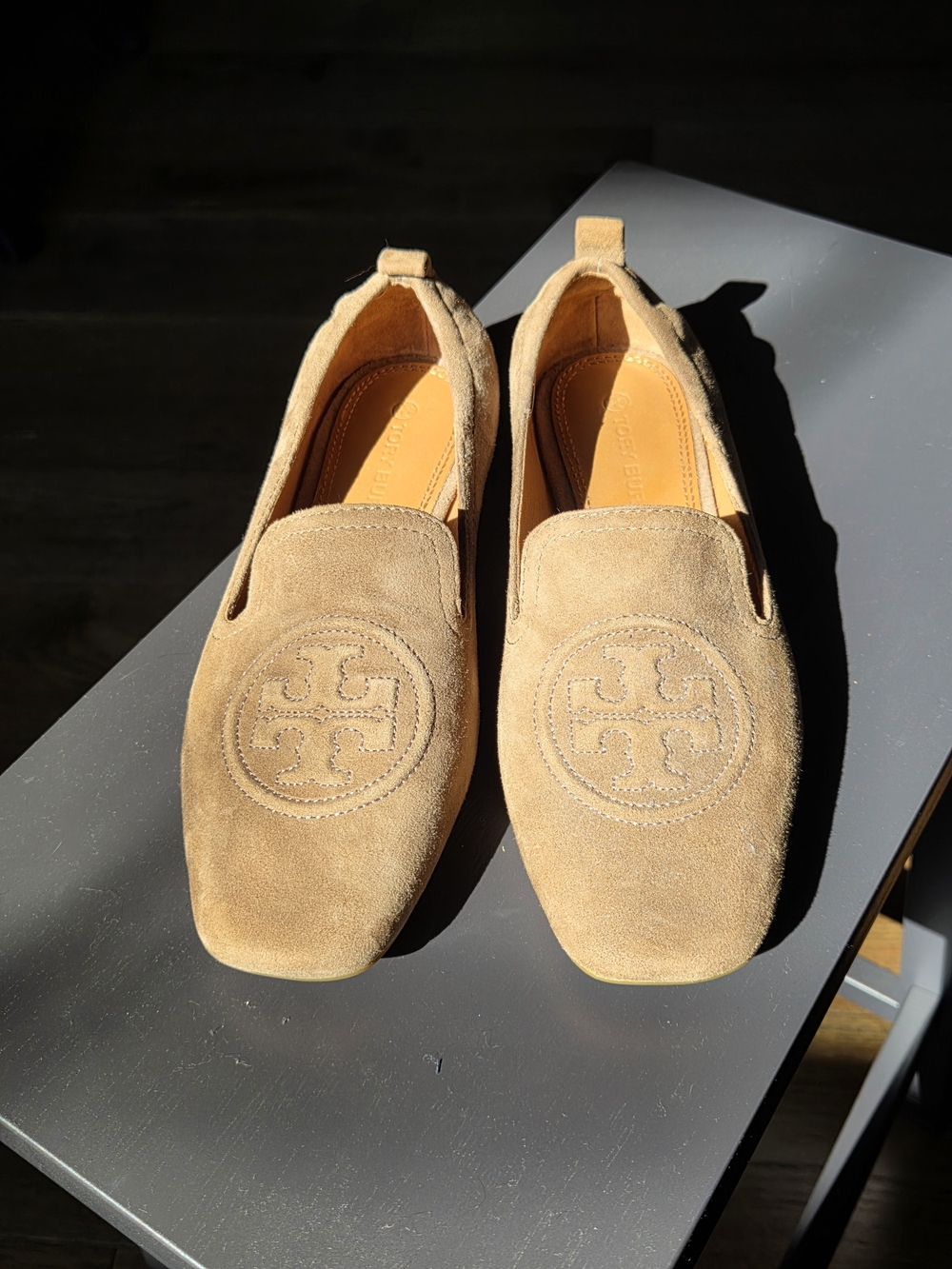 Tory Burch Wonen's Suede Loafers in Tan